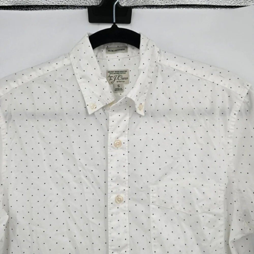 J. Crew Slim Untucked Stretch‎ Shirt Polka Dot Organic Cotton Top S